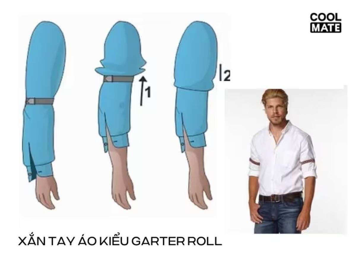 Xắn tay áo sơ mi nam dùng Garter