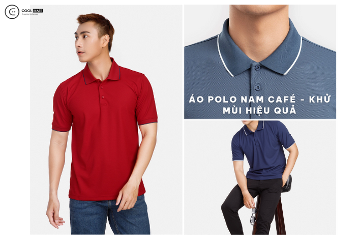 Áo thun Polo tay ngắn Cafe - khử mùi hiệu quả