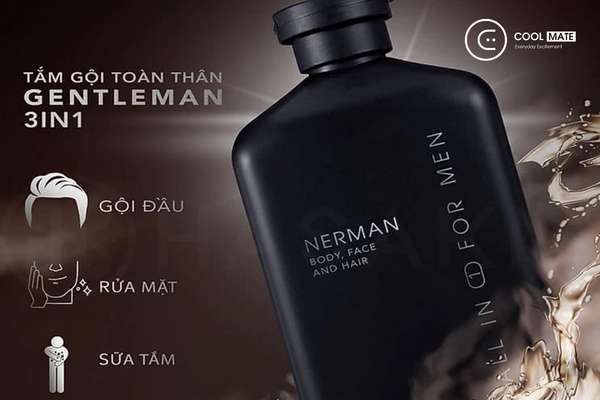 Sữa tắm và dầu gội nước hoa nam cao cấp Gentleman 3 in 1 NERMAN 350ml