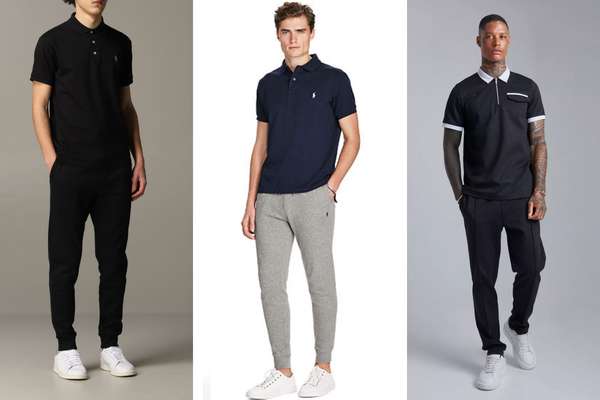 Áo polo đen và quần jogger - Tưởng không hợp mà hợp không tưởng