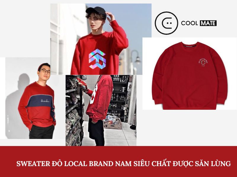 mẫu sweater đỏ local brand nam siêu chất