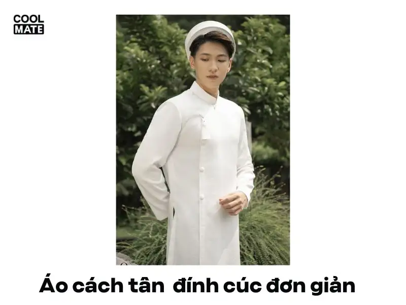 Áo dài nam cách tân trắng trơn