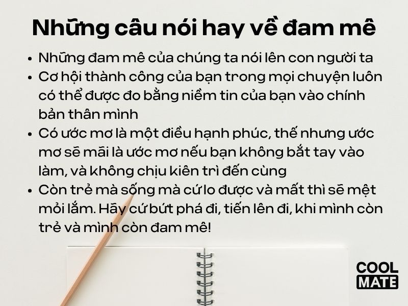 Những câu nói hay về đam mê