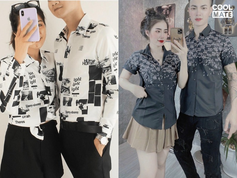 Váy nữ và áo sơ mi nam 1 màu cổ điển đồ đôi thanh lịch cho nam và nữ |  Shopee Việt Nam