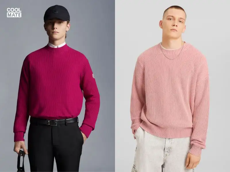 Áo sweater màu hồng nổi bật