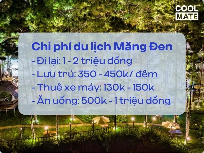 Một số chi phí ước tính khi đi du lịch tại Măng Đen