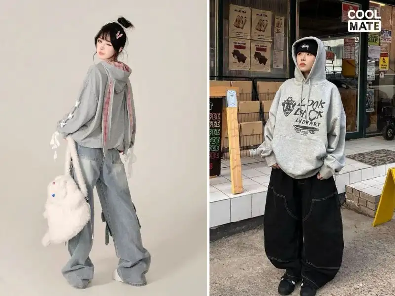 Trẻ trung và năng động với hoodie form rộng