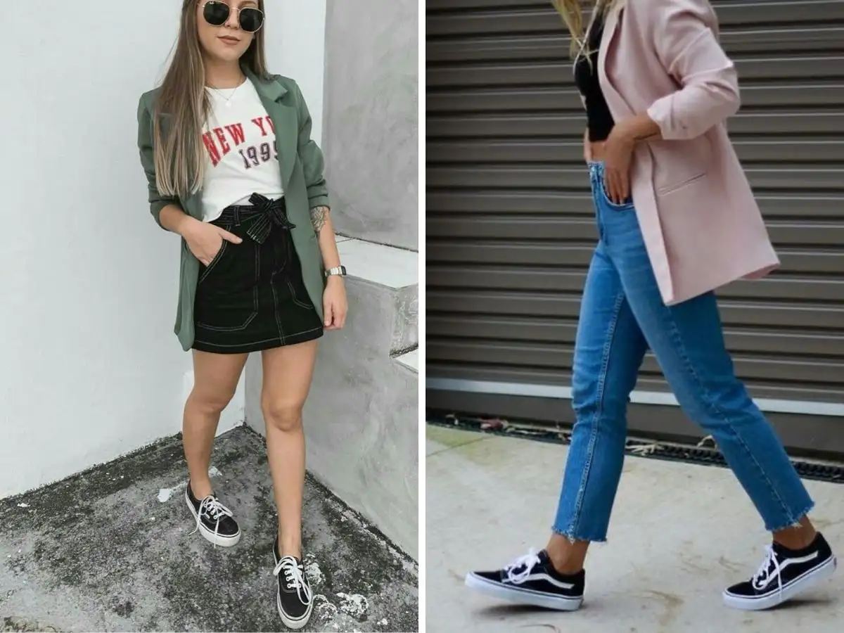 Vans kết hợp áo khoác blazer tạo nên vẻ ngoài thanh lịch, chuyên nghiệp