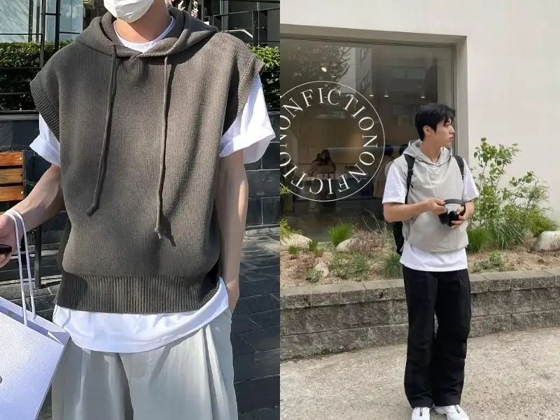 Áo hoodie tay ngắn nam khoác ngoài