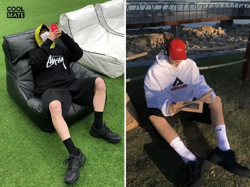 Phối áo hoodie với quần short
