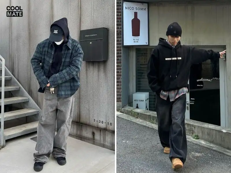 Phối áo hoodie với áo sơ mi
