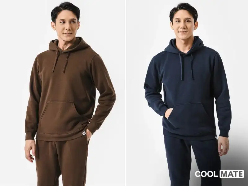 Áo Hoodie màu nâu và màu xanh navy đến từ Coolmate