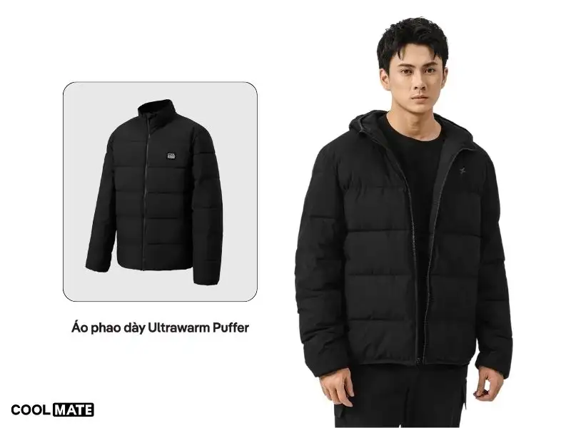 Áo phao dày Ultrawarm Puffer màu đen của Coolmate