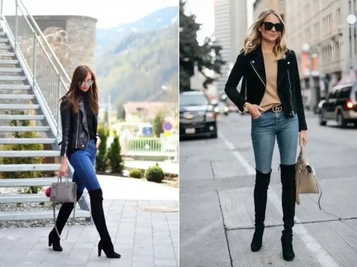 Quần jeans skinny mix áo len và boot cao cổ cực sang, xịn, mịn