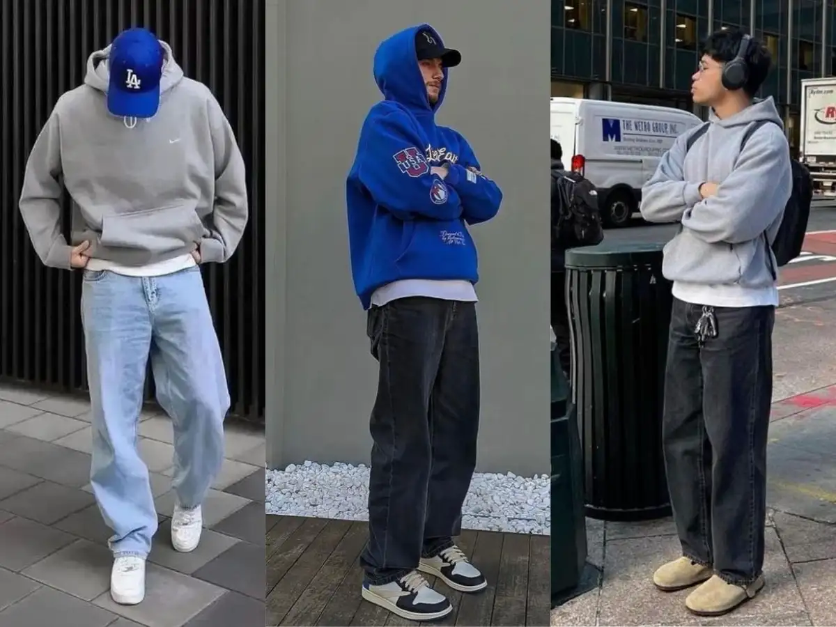 Phối áo hoodie với quần jean nam