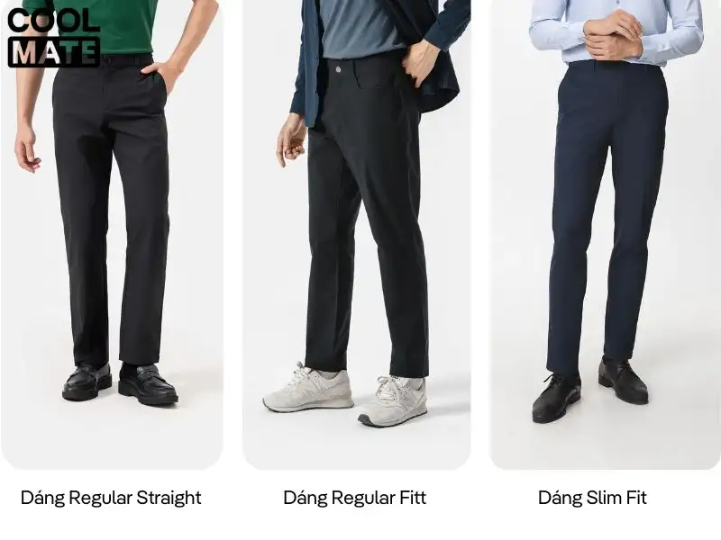 Từ trái qua phải: Form Regular Straight, Form Regular Fit và Form Slim Fit