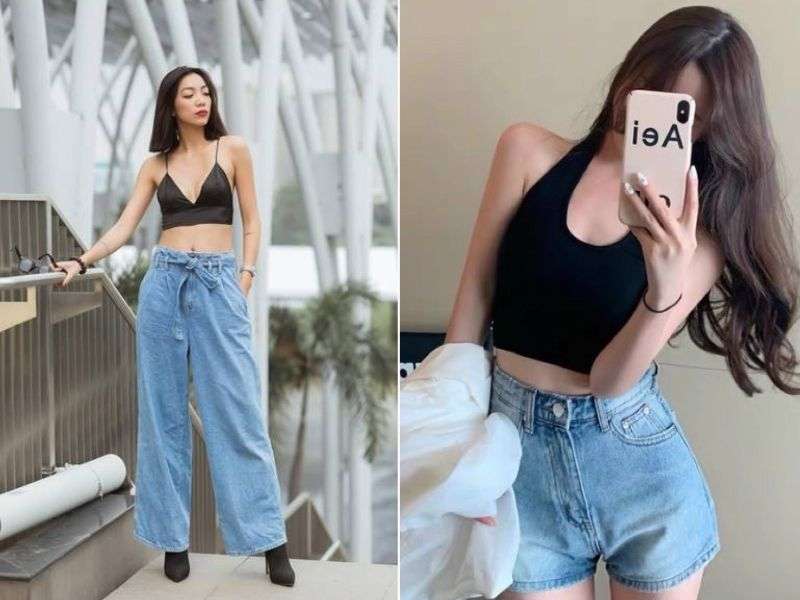 Set đồ đi chơi dạo phố với bra dây tập trung vào vẻ năng động, trẻ trung