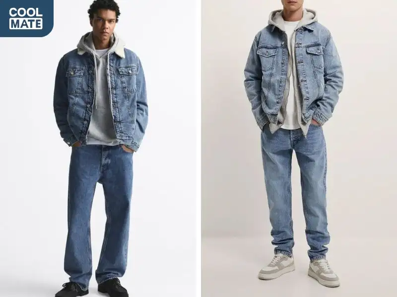 Quần baggy mang đến cảm giác thoải mái để phối cùng áo khoác jeans nam