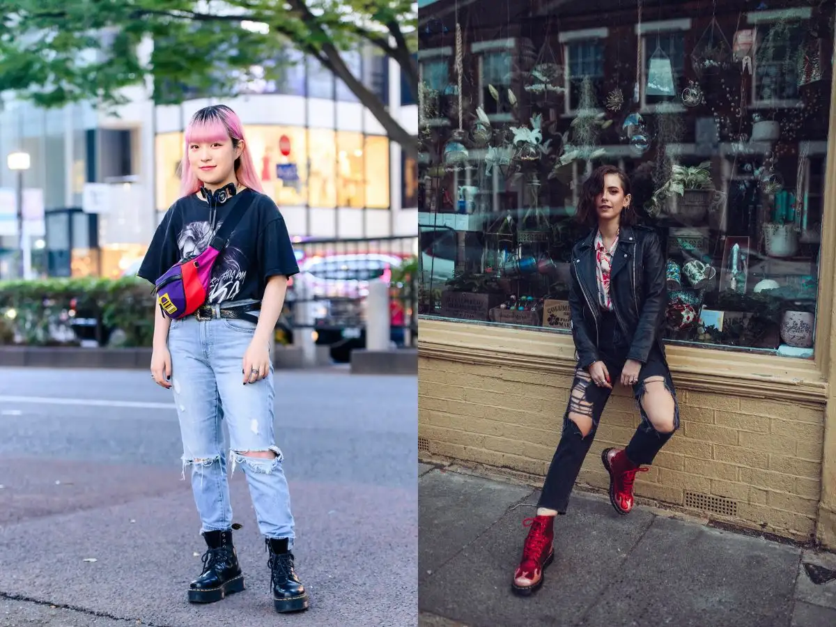 Những chiếc quần jeans rách sẽ tăng thêm vẻ "cool ngầu" khi đi cùng Dr. Martens