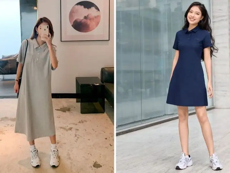 Váy suông mix giày thể thao là một outfit dạo phố cực sành điệu