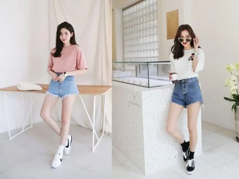 Quần short, áo thun và sneaker chunky là lựa chọn của nàng năng động, trẻ trung 