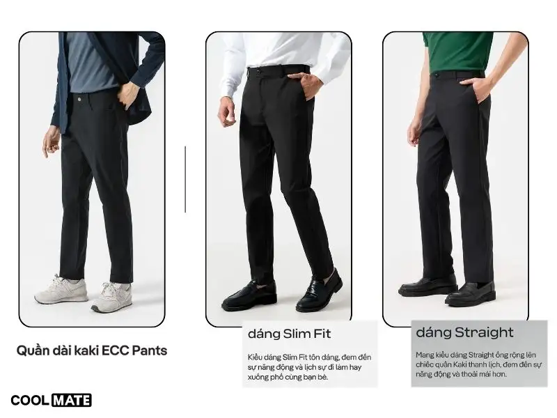 Quần Kaki Slim Fit và ống suông của Coolmate