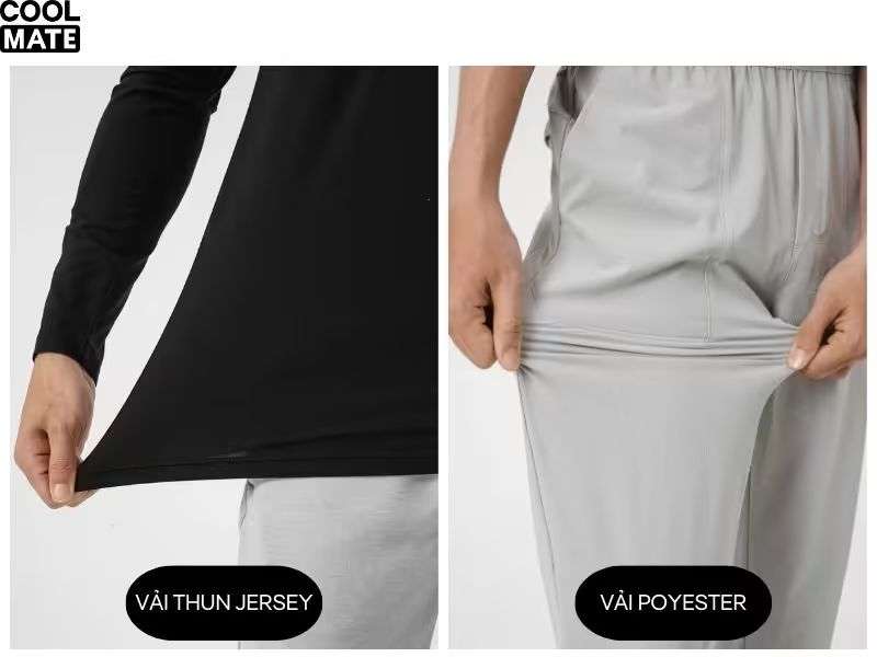 hất liệu co giãn thoải mái vượt trội của đồ mặc hàng ngày Coolmate