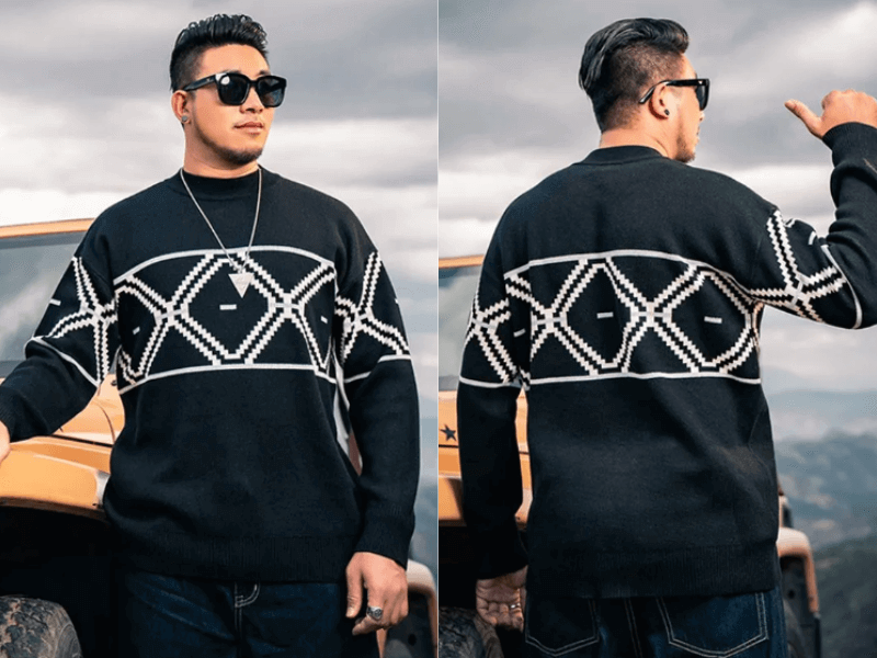 Phối áo sweater và quần dài