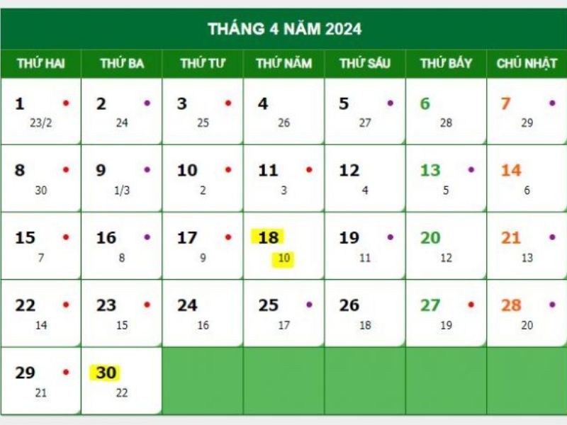 lịch nghỉ Giỗ tổ Hùng Vương 2024