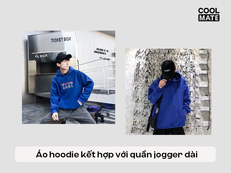 Áo hoodie kết hợp với quần jogger dài