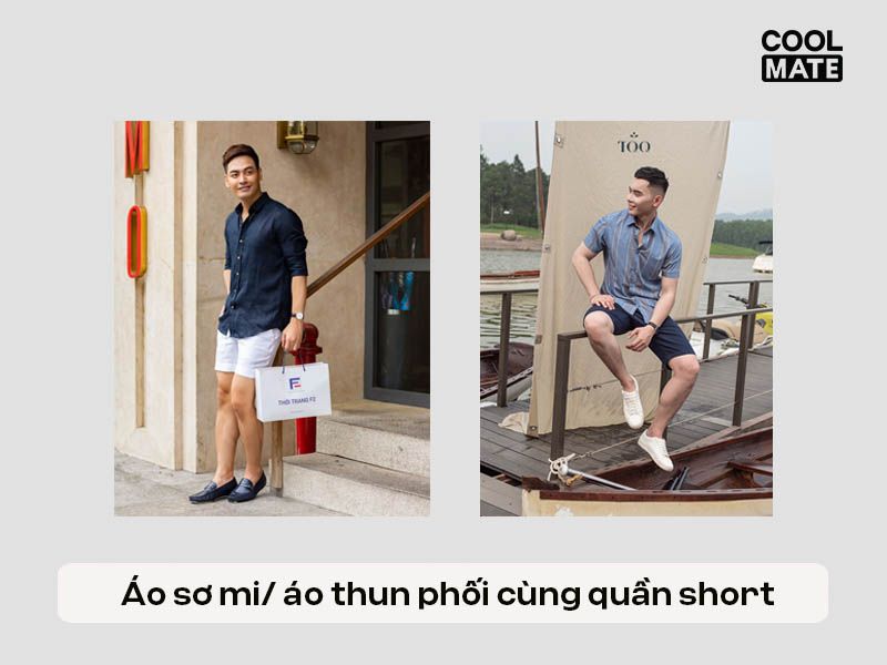 Áo sơ mi/ áo thun phối cùng quần short