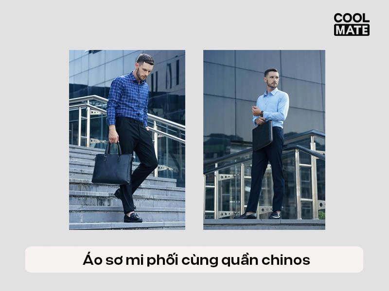 Áo sơ mi phối cùng quần chinos