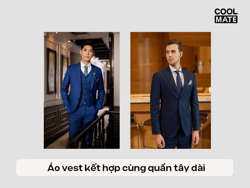 Áo vest kết hợp cùng quần tây dài