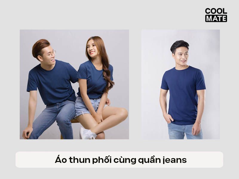 Áo thun phối cùng quần jeans