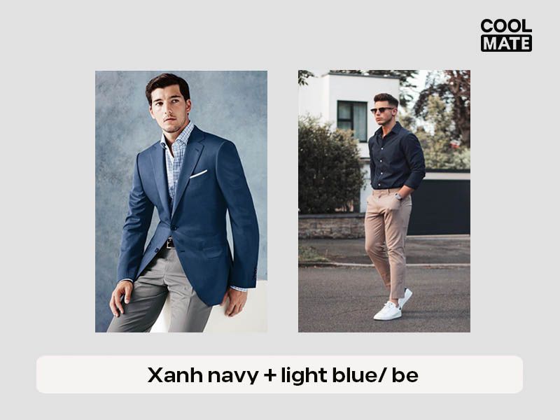 Xanh navy kết hợp cùng xanh light blue/ be