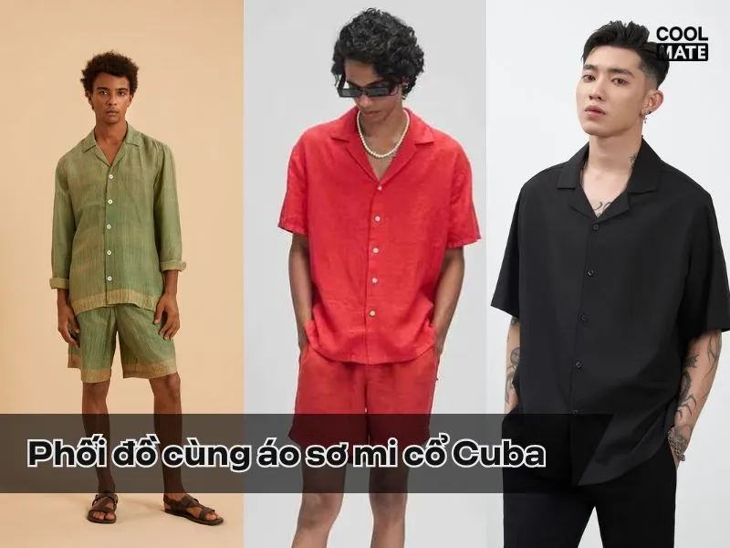 Phối đồ cực chất cho nam cùng áo sơ mi cổ Cuba và quần đồng bộ