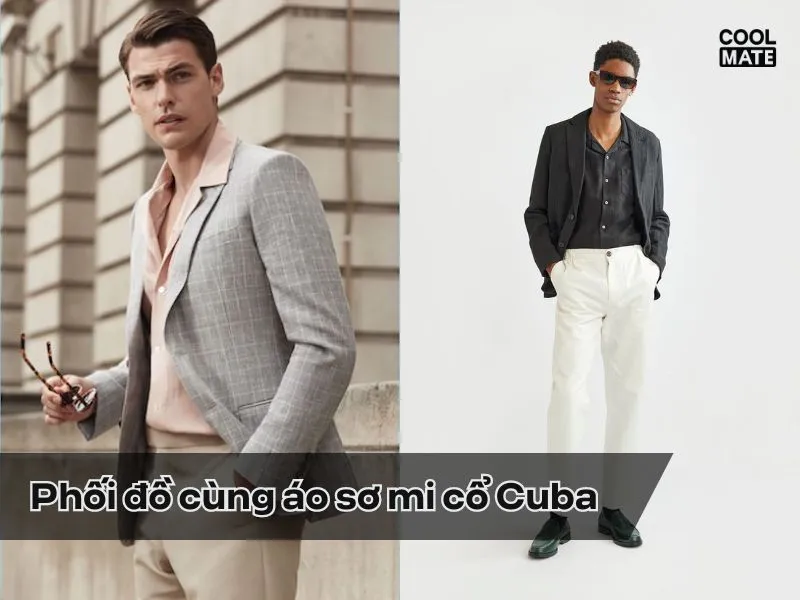 Áo sơ mi cổ Cuba phối cùng vest 