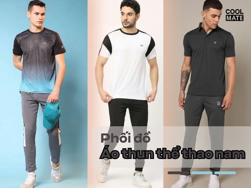 Quần track pants phối đồ với áo thun thể thao nam