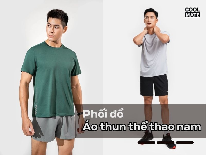 Quần short thể thao phối đồ với áo thun thể thao nam