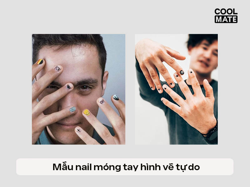 Mẫu nail vẽ tự do cho nam