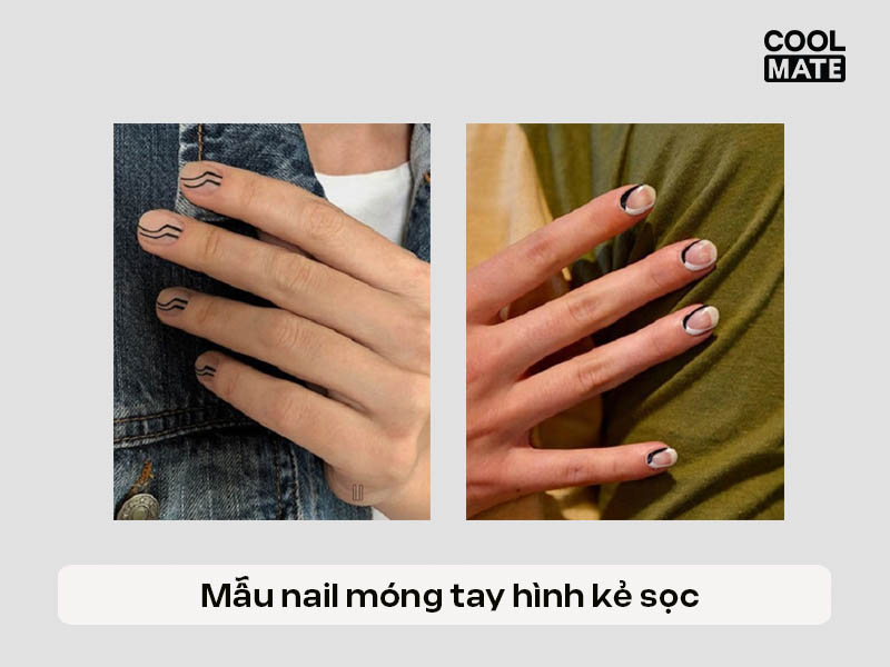 Mẫu nail kẻ sọc cho nam