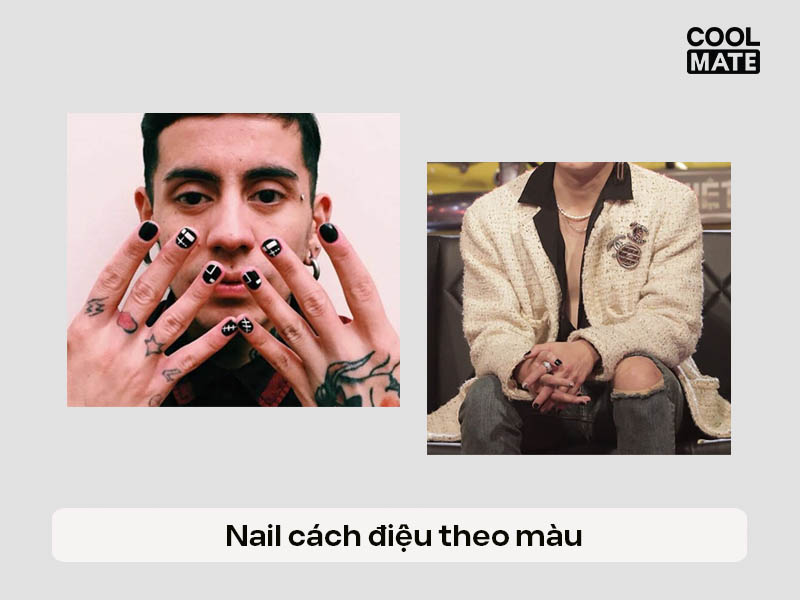 Nail cách điệu nhiều màu cho nam