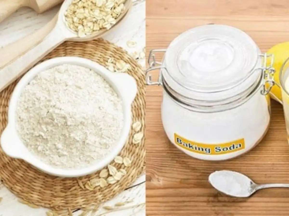 Hỗn hợp baking sode và bột yến mạch sẽ giúp bạn sở hữu làn da trắng sáng