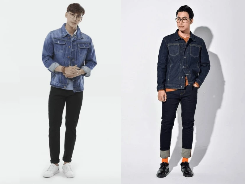 Cách phối áo khoác jeans đa dạng theo màu áo