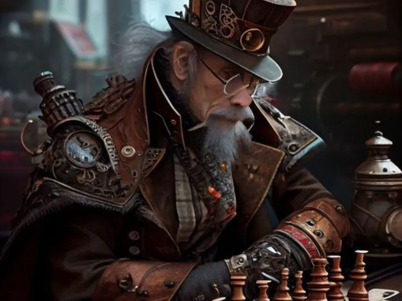 Trang phục Steampunk bên bàn cờ