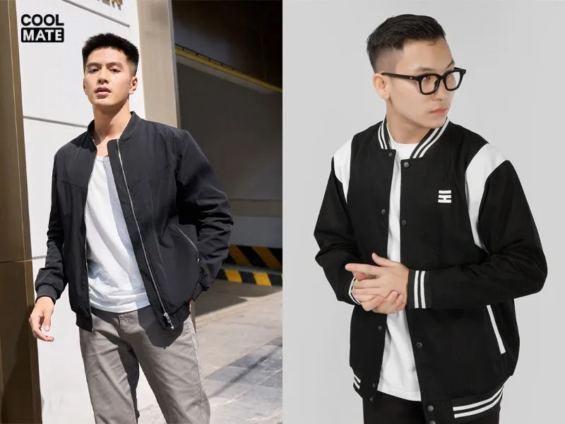 Phối áo thun với áo khoác bomber