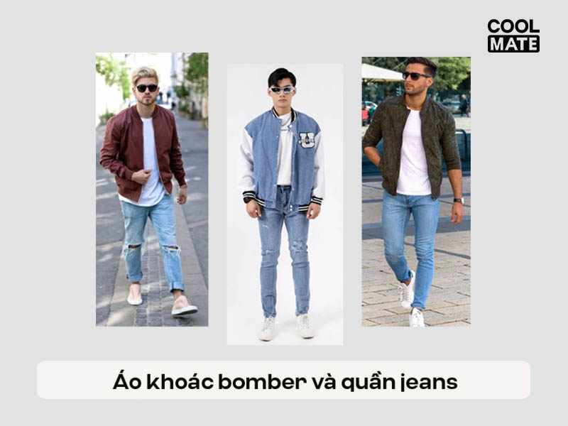 Áo khoác bomber và quần jeans