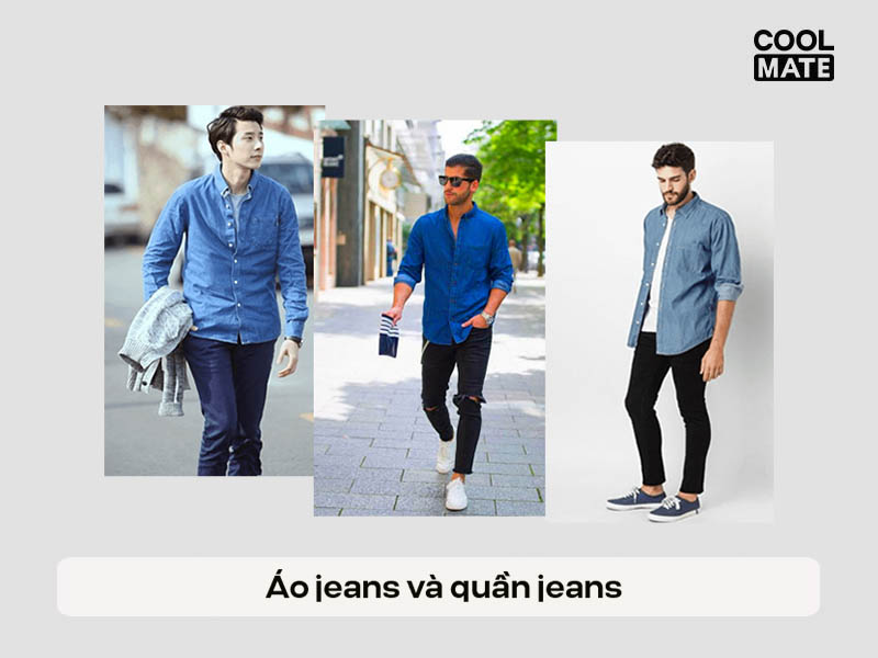 Phối áo jeans và quần jeans