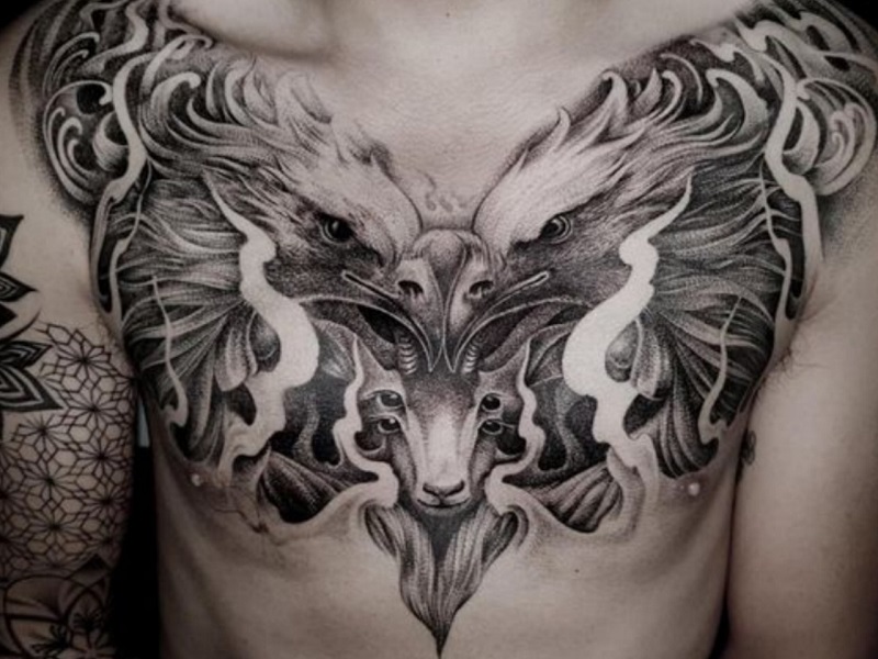 Men's full chest tattoos help guys show their authority