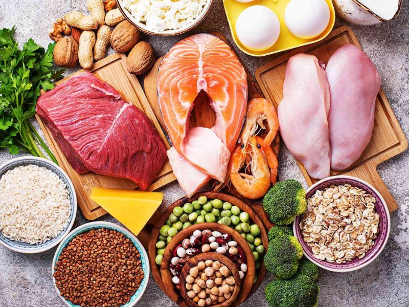 Protein có nhiều trong các loại thịt, cá, trứng, sữa,...